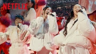 EJAE, AUDREY NUNA, and REI AMI perform during Snoop’s Holiday Halftime Party
