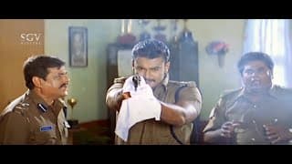 Darshan Shoot Rowdy In Station From Commissioner Gun | Best Scenes From Swamy Kannada Cinema