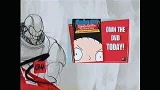 A "brought to you by" and Family Guy: Stewie Griffin The Untold Story on dvd ad from 2005